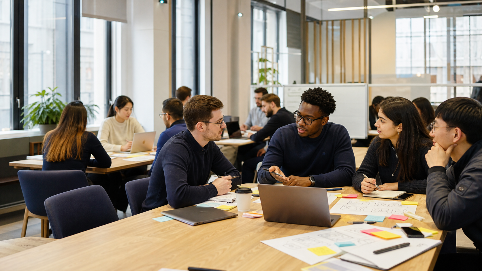 Participants collaborating in a product sprint workshop
